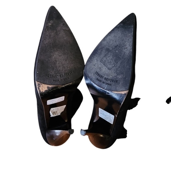 STUART WEITZMAN SUEDE KNEE HIGH POINTED TOE BOOTS BLACK 9.5 - Picture 5 of 10